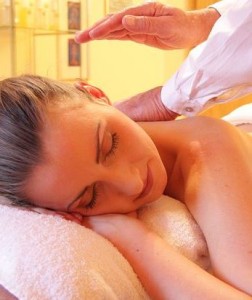 woman enjoying back massage 